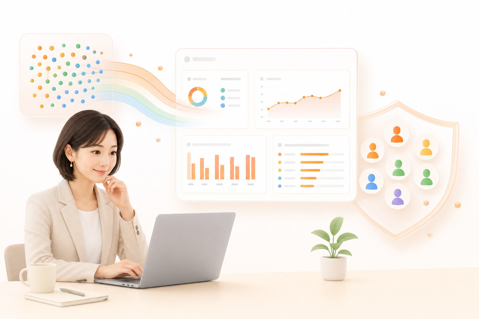 匿名集計とプライバシー保護のイメージ